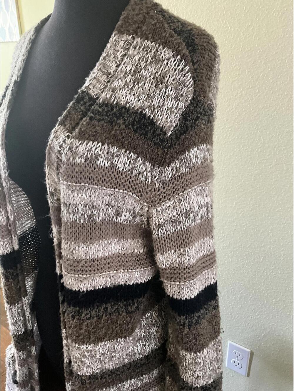 Maurice’s Stripe Sweater Long Cardigan - Picture 2 of 5